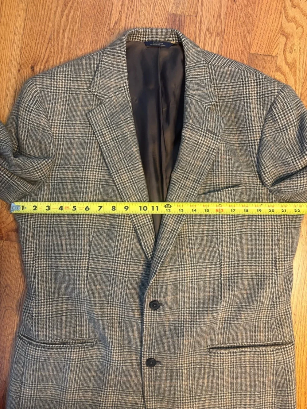 Brooks Brothers 44L 100% Camel Hair Sport Coat Glen Plaid Brown Gray USA Classic